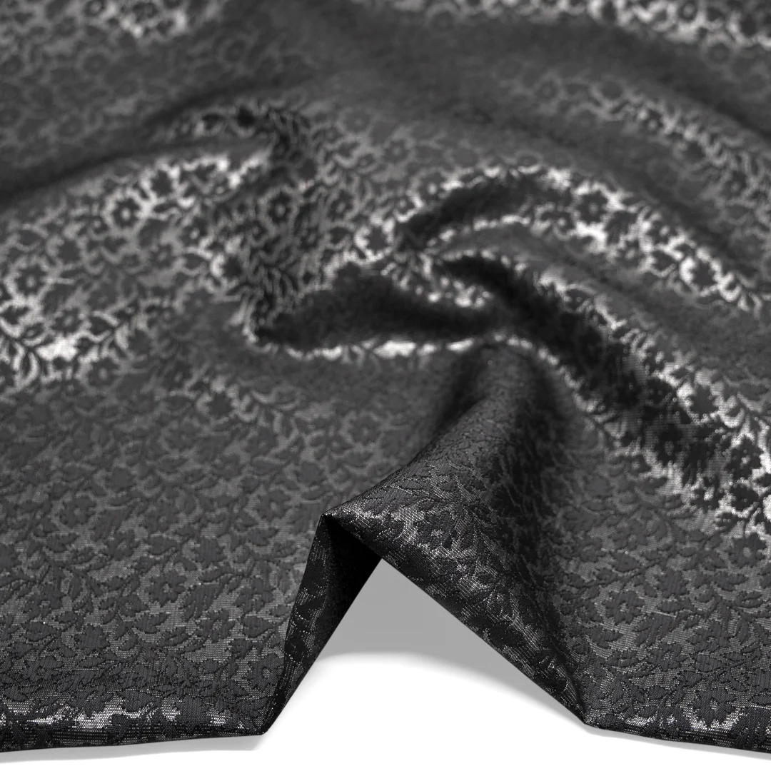 Enchanted Poly Metallic Jacquard - Silver/Charcoal - Image 2