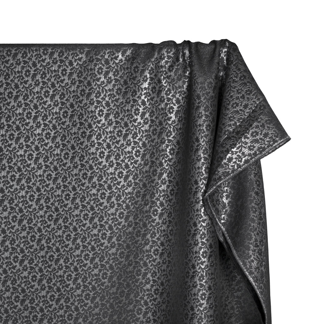 Enchanted Poly Metallic Jacquard - Silver/Charcoal - Image 4