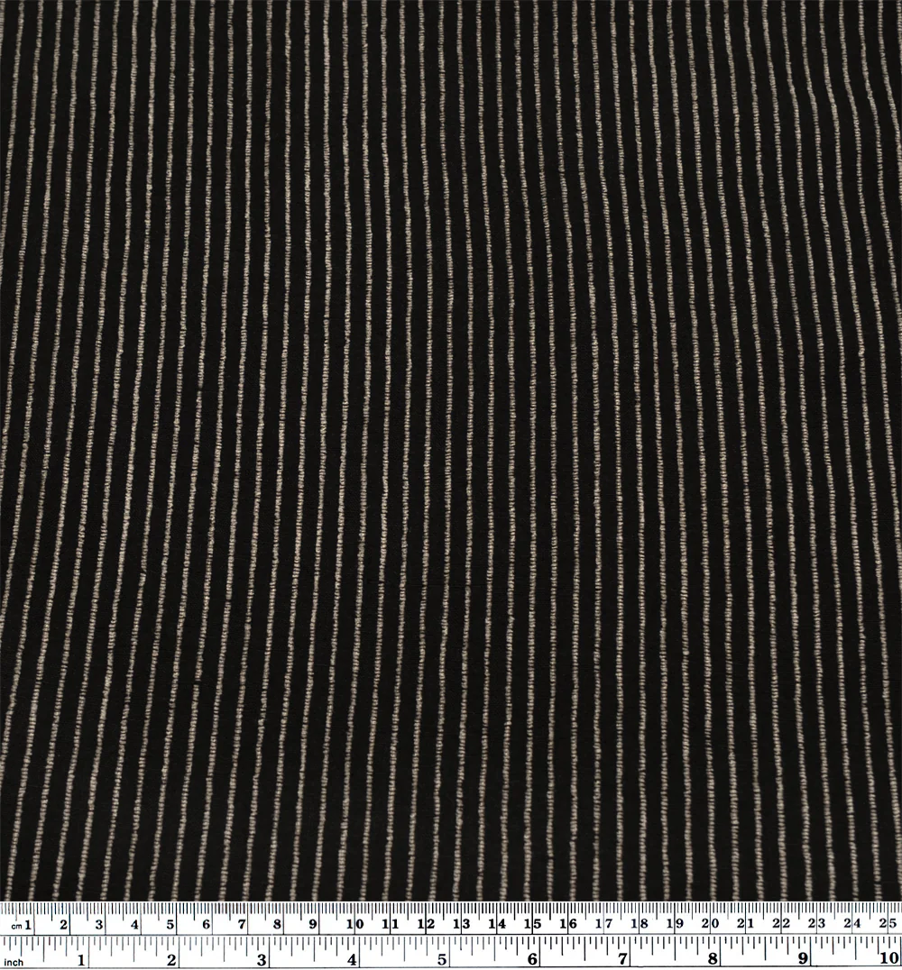 Farmhouse Stripe Linen Rayon - Black/Pebble - Image 3