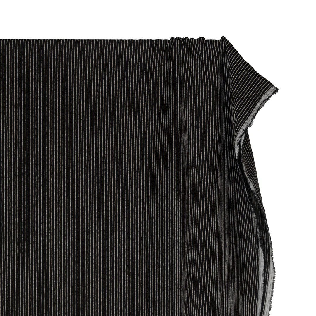 Farmhouse Stripe Linen Rayon - Black/Pebble - Image 4