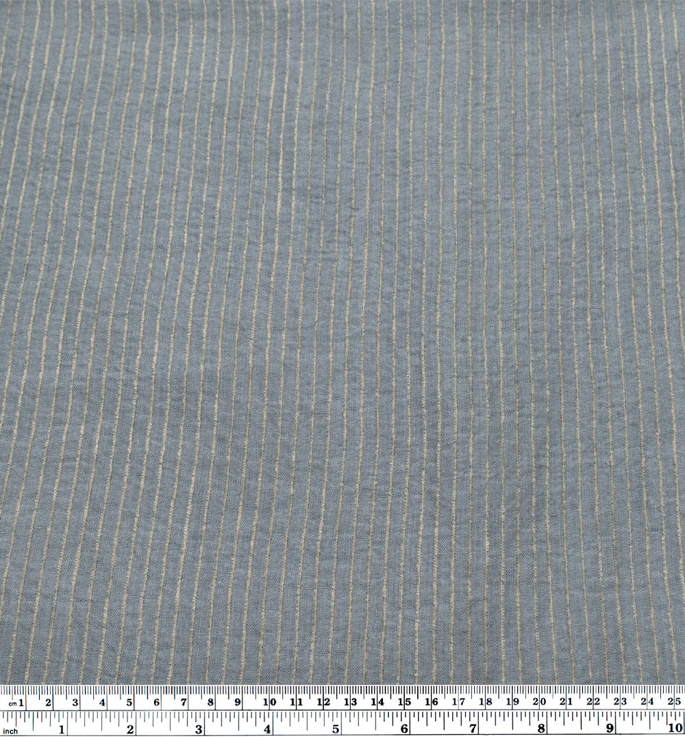 Farmhouse Stripe Linen Rayon - Bluestone/Pebble - Image 3