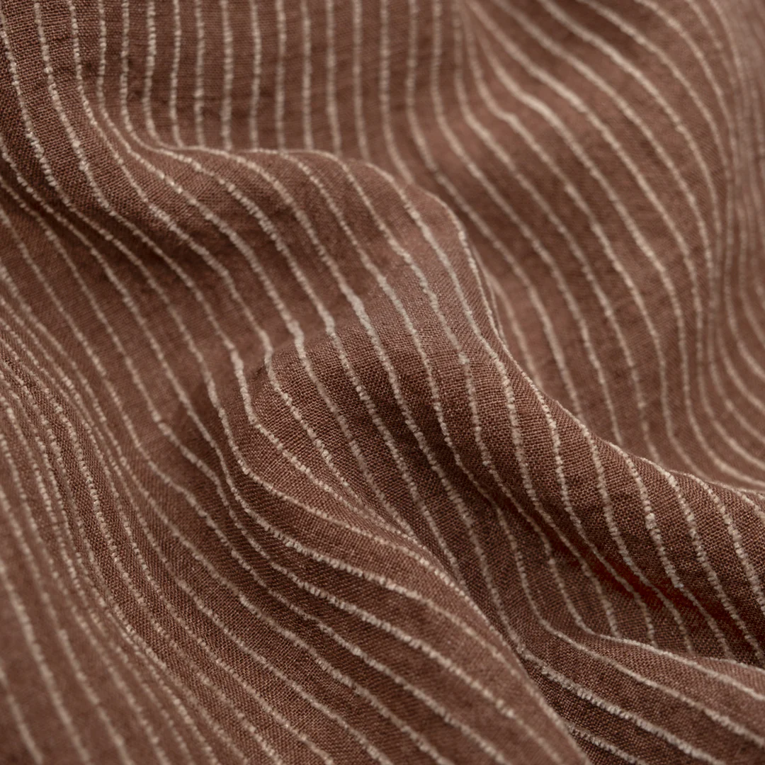 Farmhouse Stripe Linen Rayon - Cappuccino/Pebble