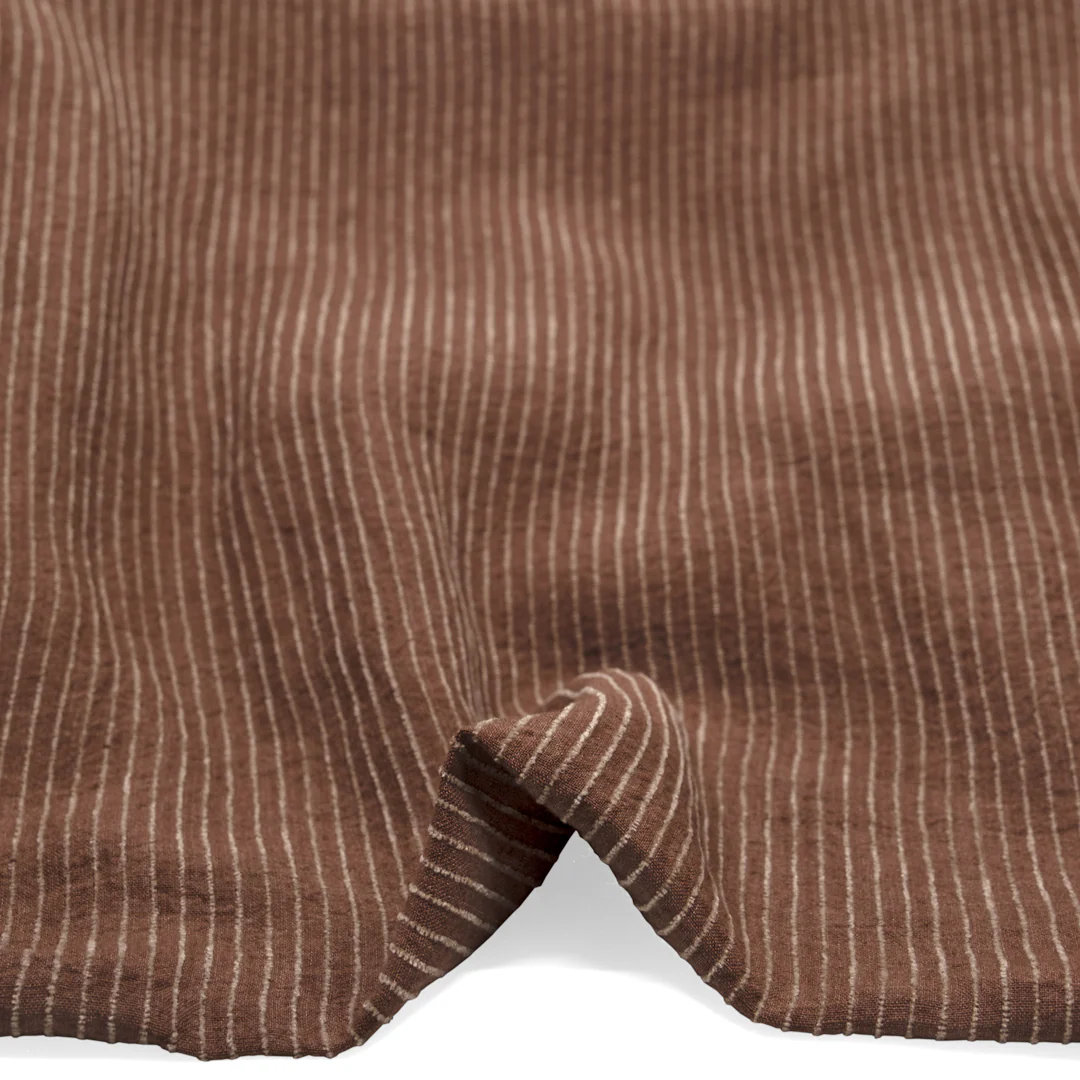 Farmhouse Stripe Linen Rayon - Cappuccino/Pebble - Image 2