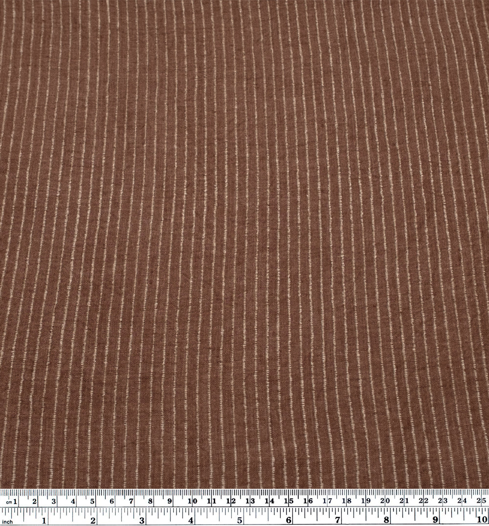 Farmhouse Stripe Linen Rayon - Cappuccino/Pebble - Image 3