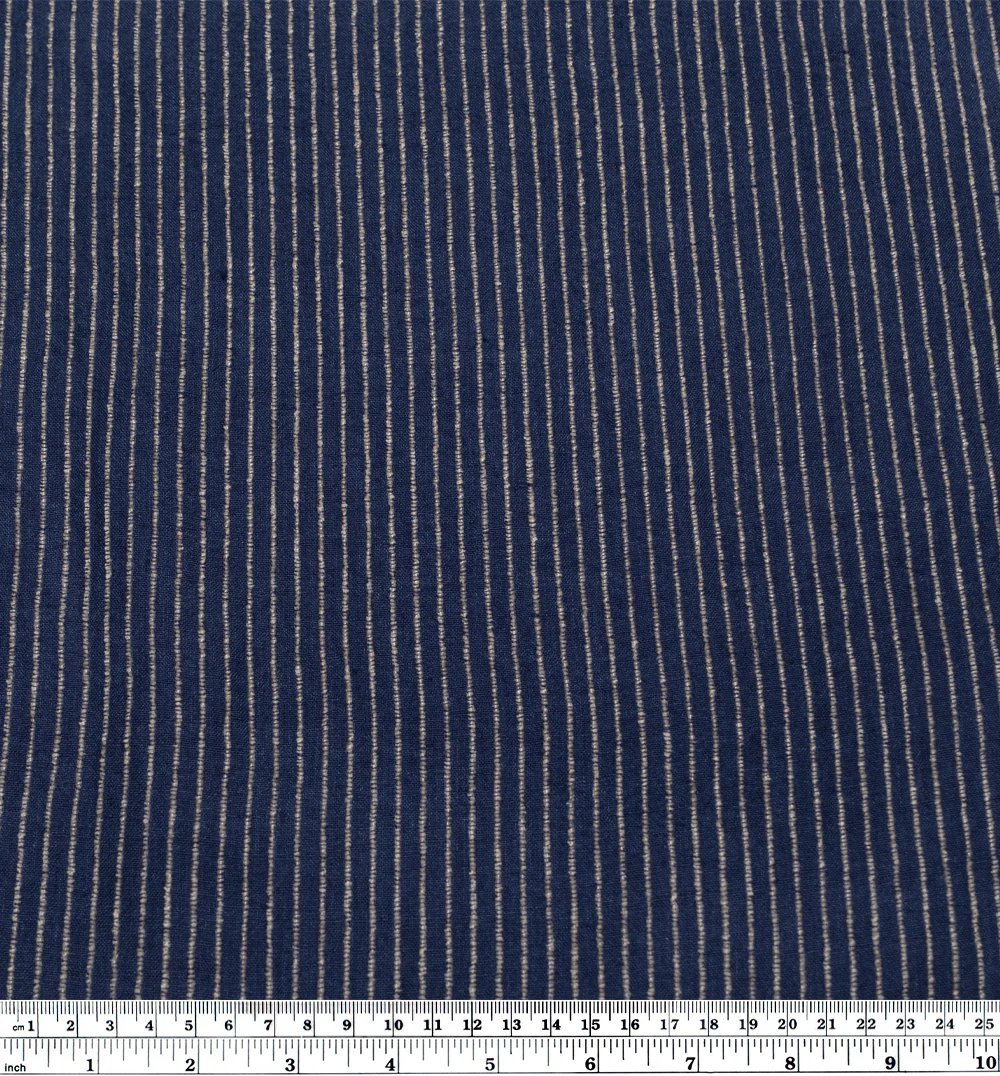 Farmhouse Stripe Linen Rayon - Midnight Blue /Pebble - Image 3