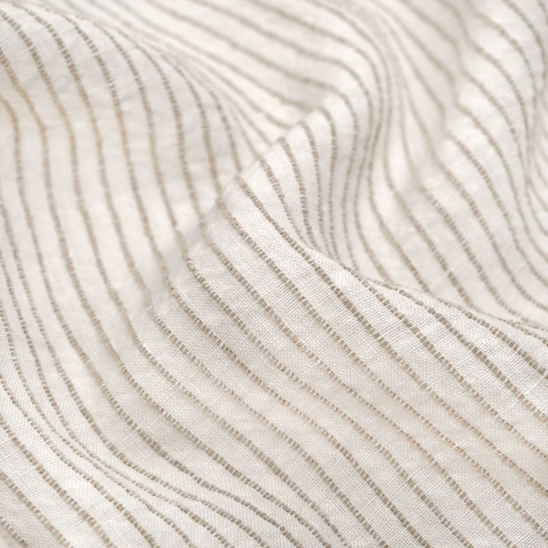Farmhouse Stripe Linen Rayon - White/Pebble