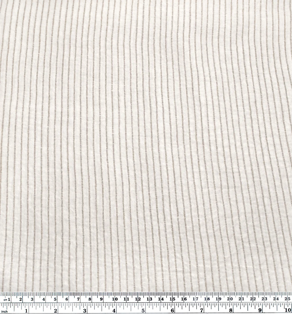 Farmhouse Stripe Linen Rayon - White/Pebble - Image 3