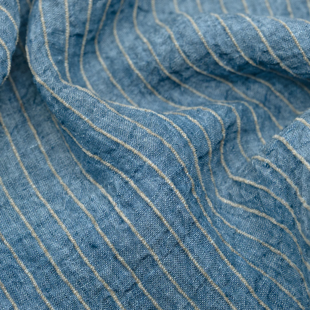 Farmhouse Wide Stripe Linen Rayon - Canal/Pebble
