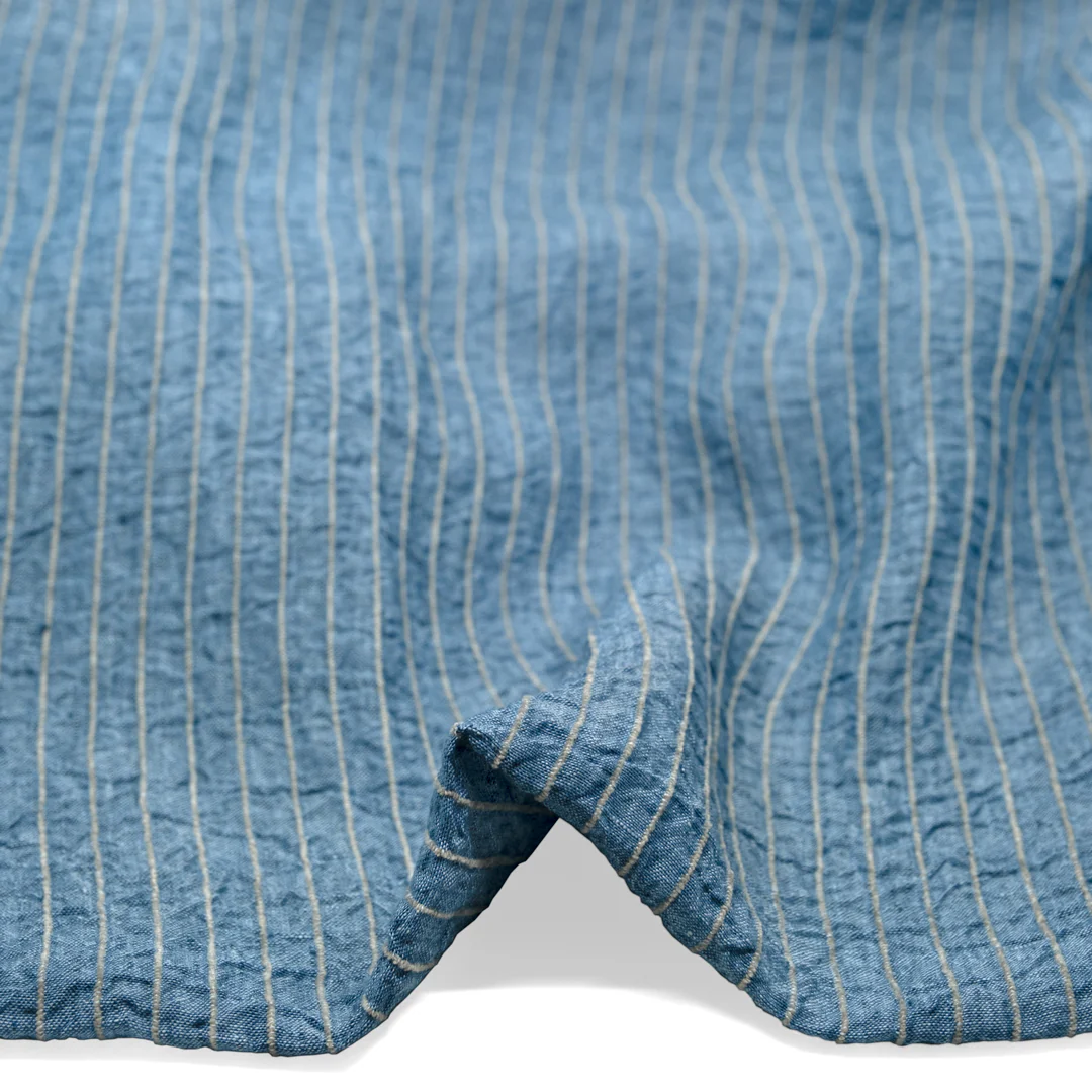 Farmhouse Wide Stripe Linen Rayon - Canal/Pebble - Image 2