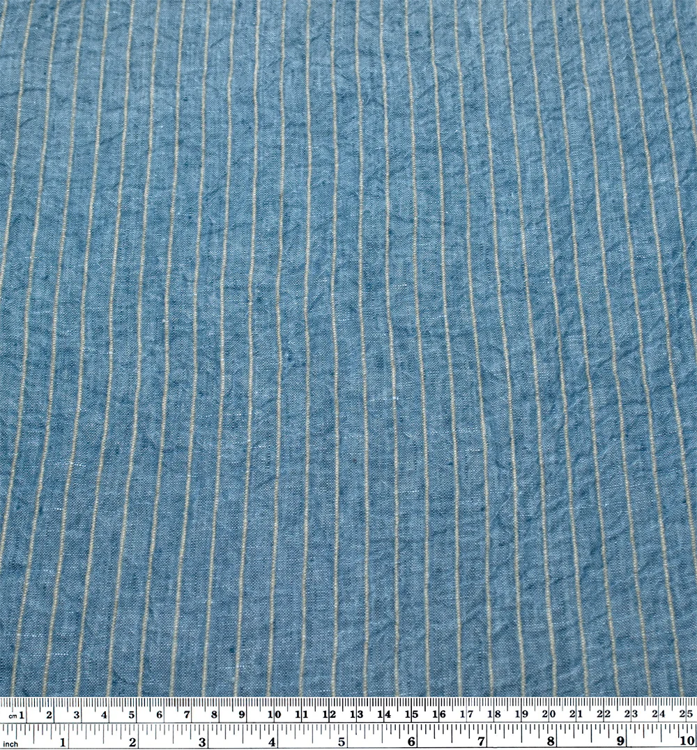 Farmhouse Wide Stripe Linen Rayon - Canal/Pebble - Image 3