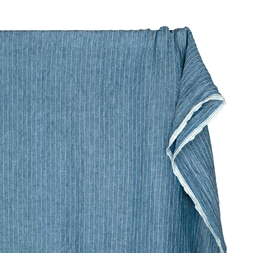 Farmhouse Wide Stripe Linen Rayon - Canal/Pebble - Image 4