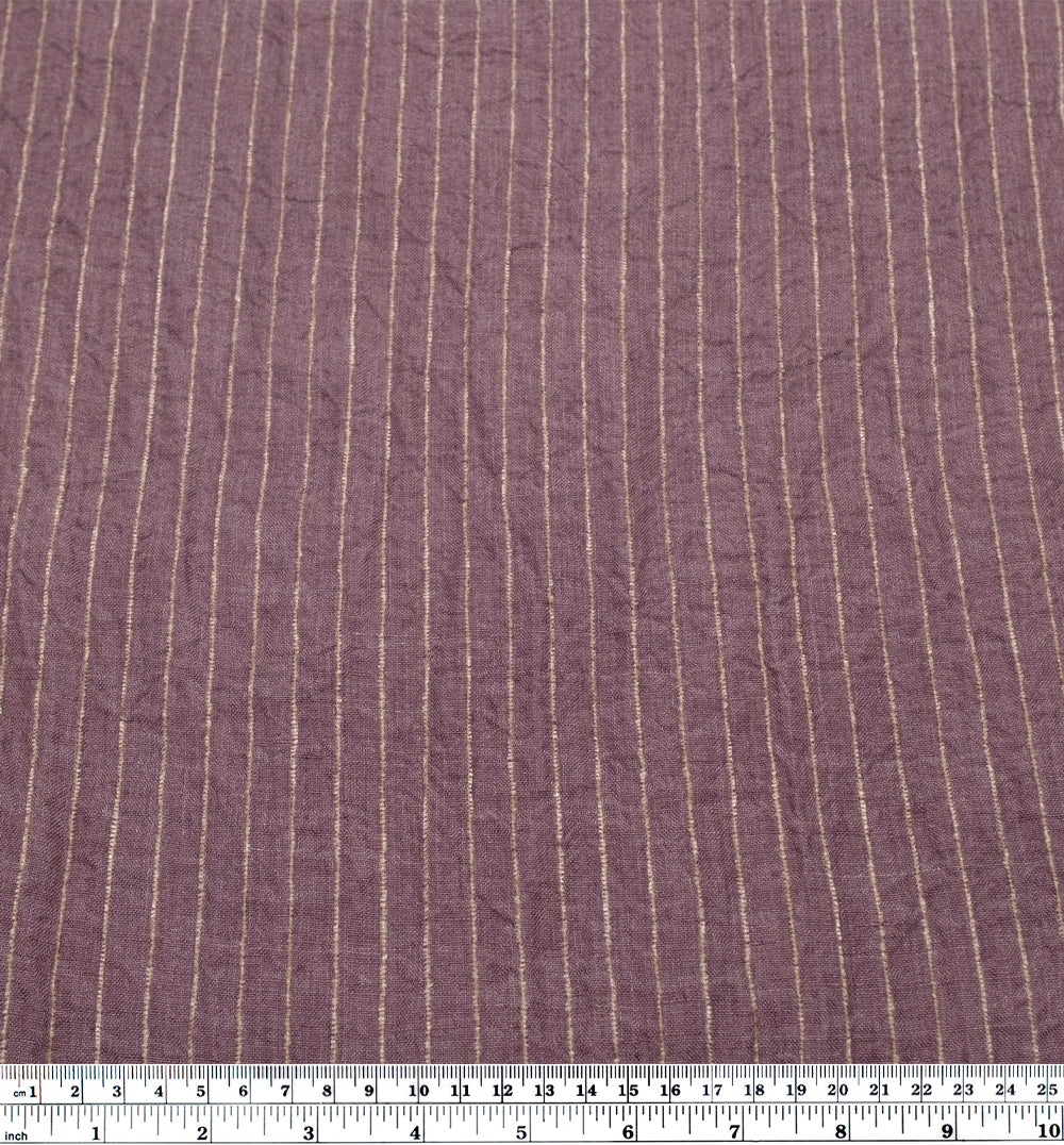 Farmhouse Wide Stripe Linen Rayon - Raisin/Pebble - Image 3