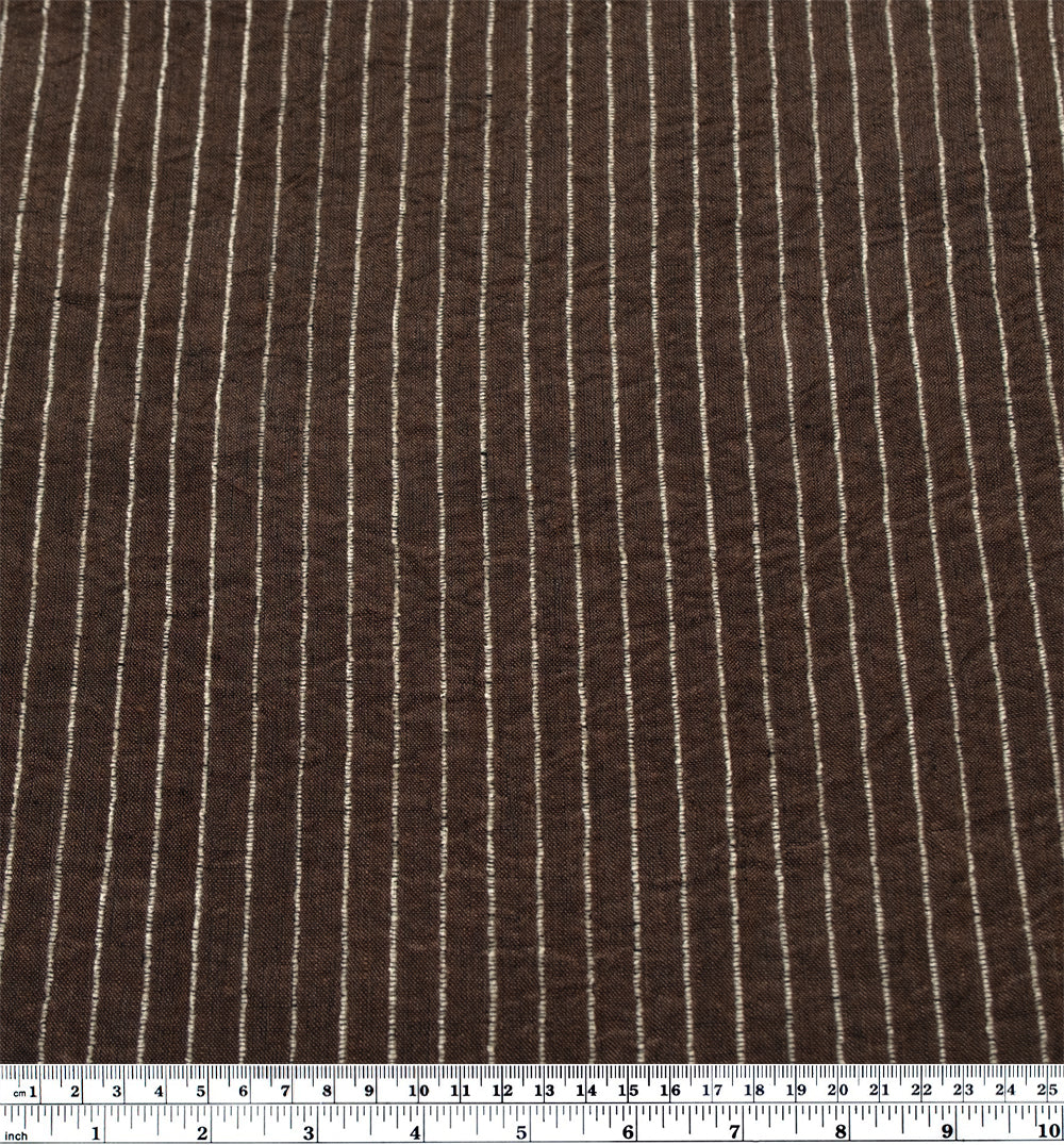 Farmhouse Wide Stripe Linen Rayon - Umber/Pebble - Image 3