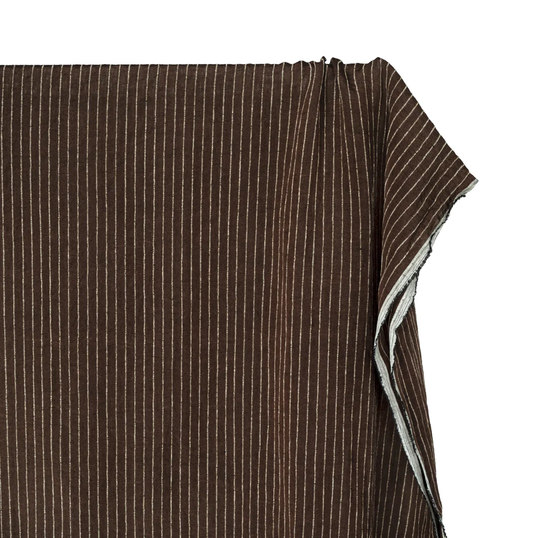 Farmhouse Wide Stripe Linen Rayon - Umber/Pebble - Image 4