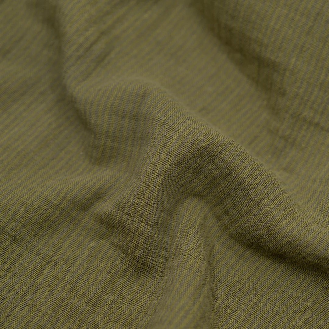 Fine Stripe Organic Cotton Double Gauze - Juniper/Basil