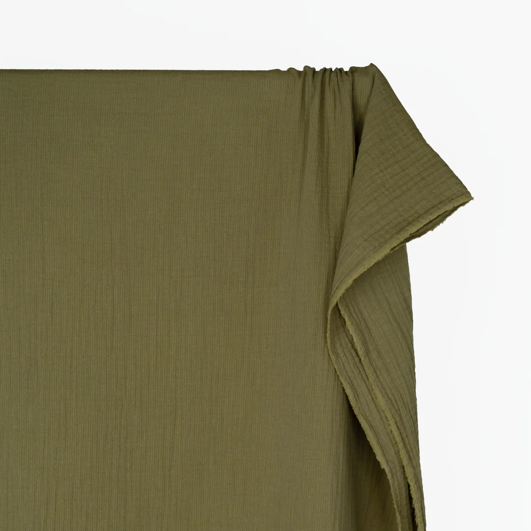 Fine Stripe Organic Cotton Double Gauze - Juniper/Basil - Image 3