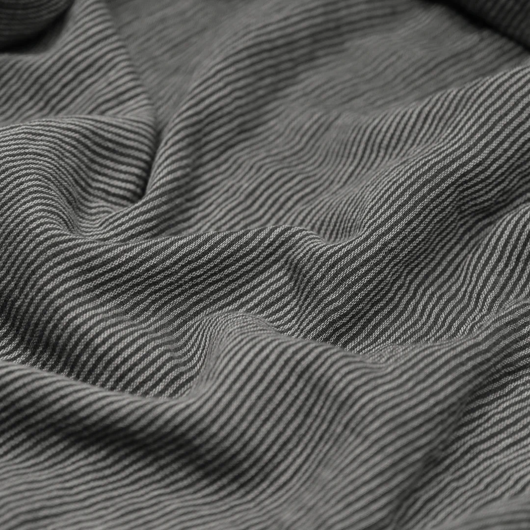 Fine Striped Organic Cotton Double Gauze - Charcoal - Image 2