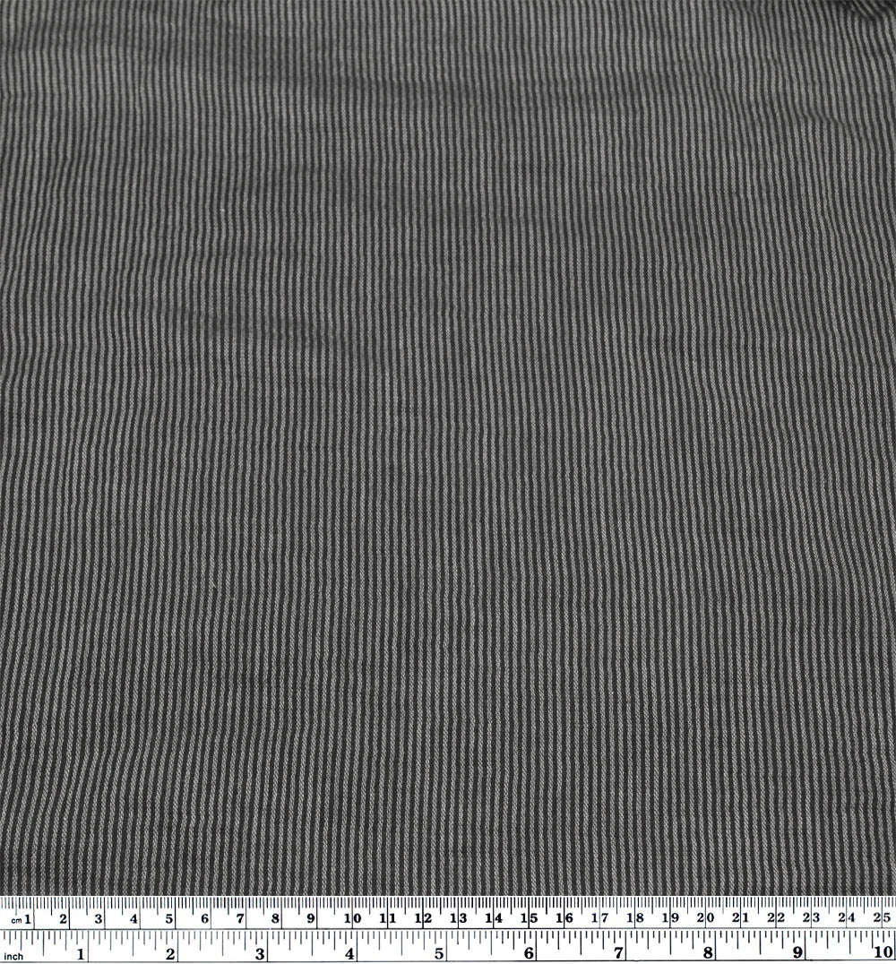 Fine Striped Organic Cotton Double Gauze - Charcoal - Image 4