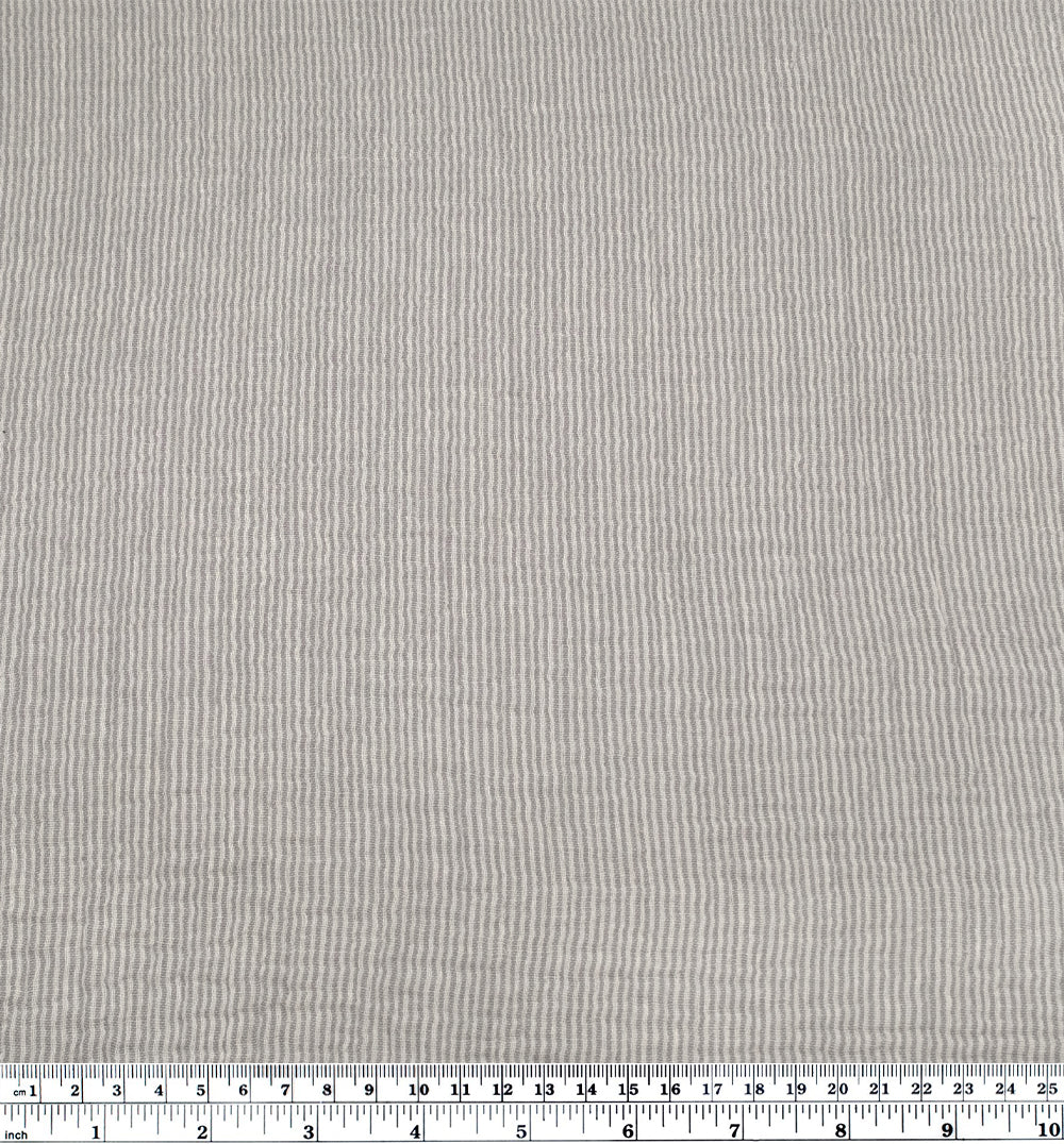 Fine Striped Organic Cotton Double Gauze - Stone - Image 3