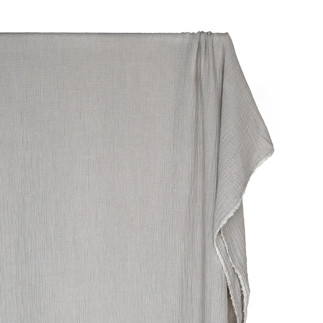 Fine Striped Organic Cotton Double Gauze - Stone - Image 4