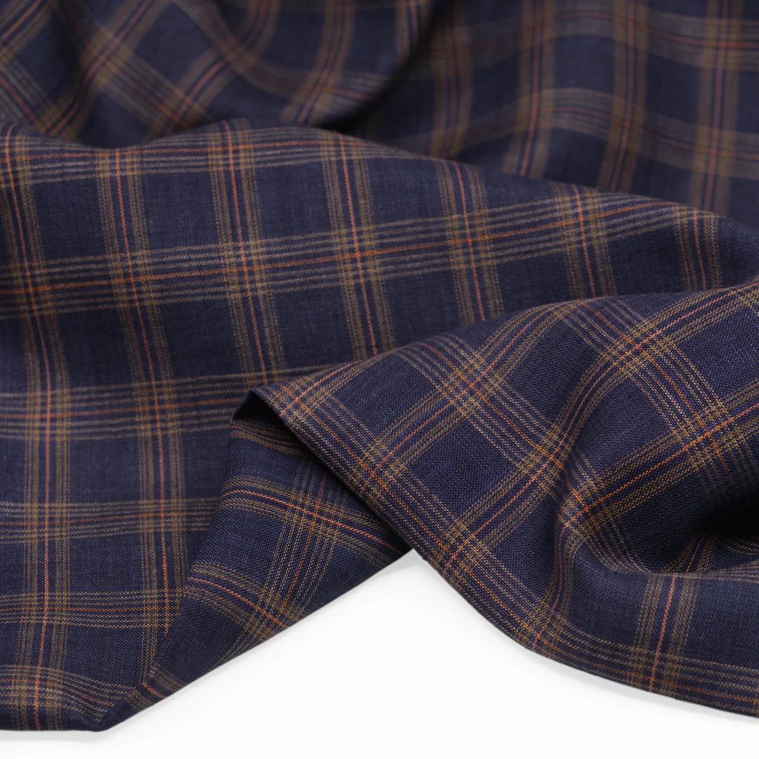 Fireside Plaid Yarn Dyed Linen - Midnight Blue - Image 2