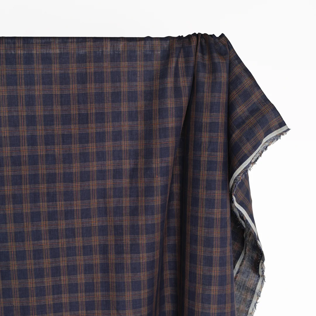 Fireside Plaid Yarn Dyed Linen - Midnight Blue - Image 3