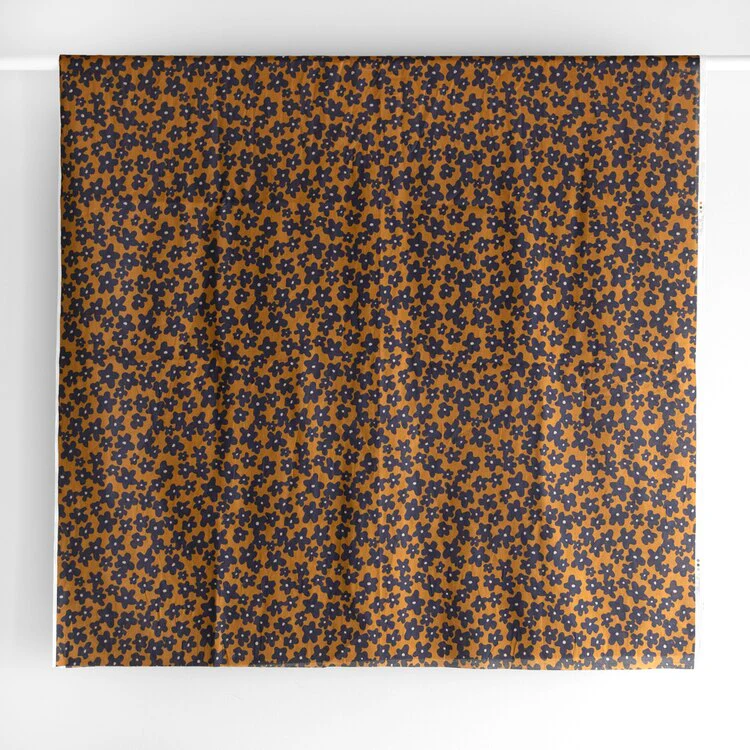 Floral Print Cotton Lawn - Navy/Ochre - Image 4
