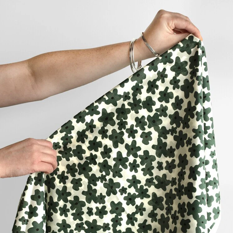 Floral Print Cotton Lawn - Pine/Ecru - Image 2