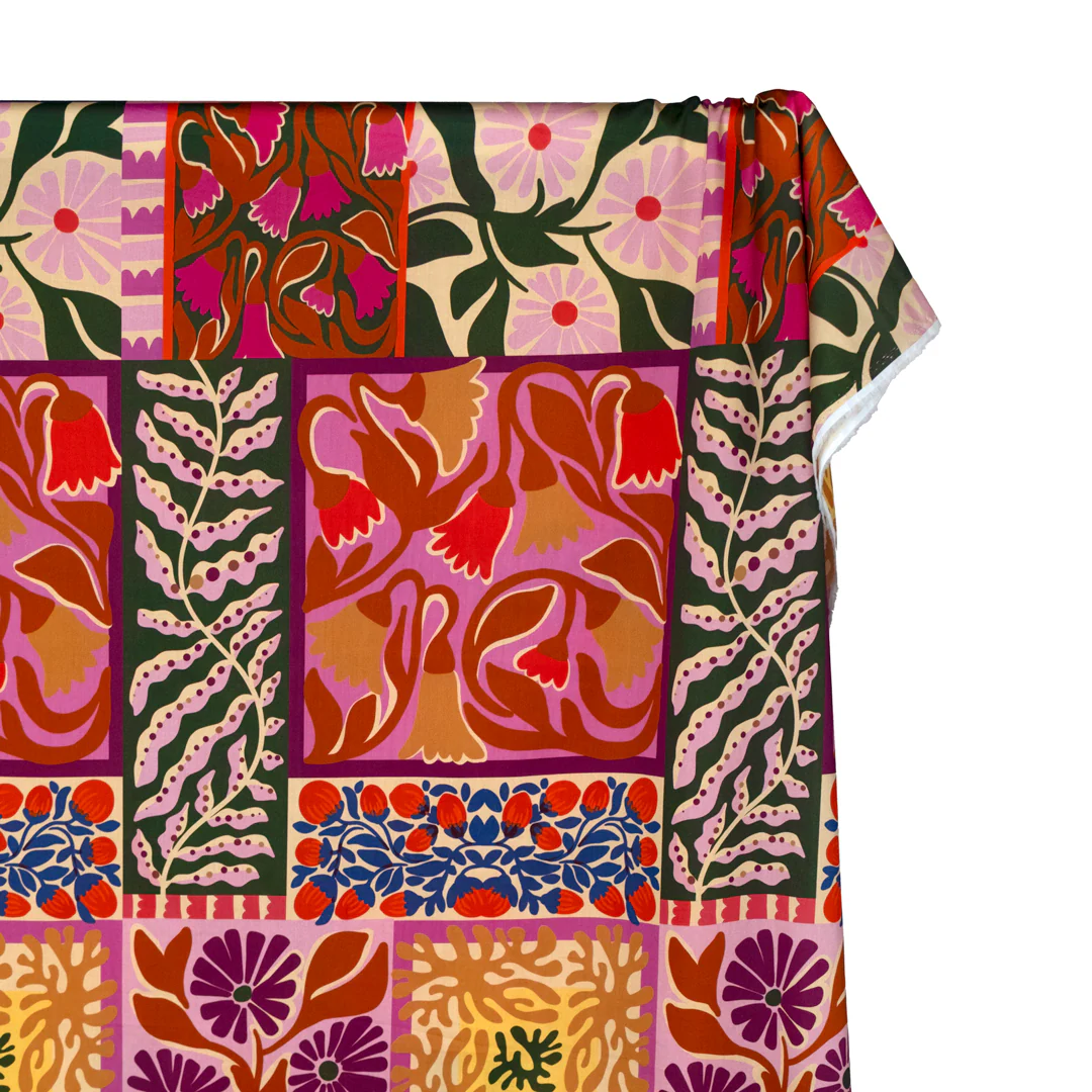 Flower Market Cotton Sateen - Bubblegum/Fig/Multi - Image 2
