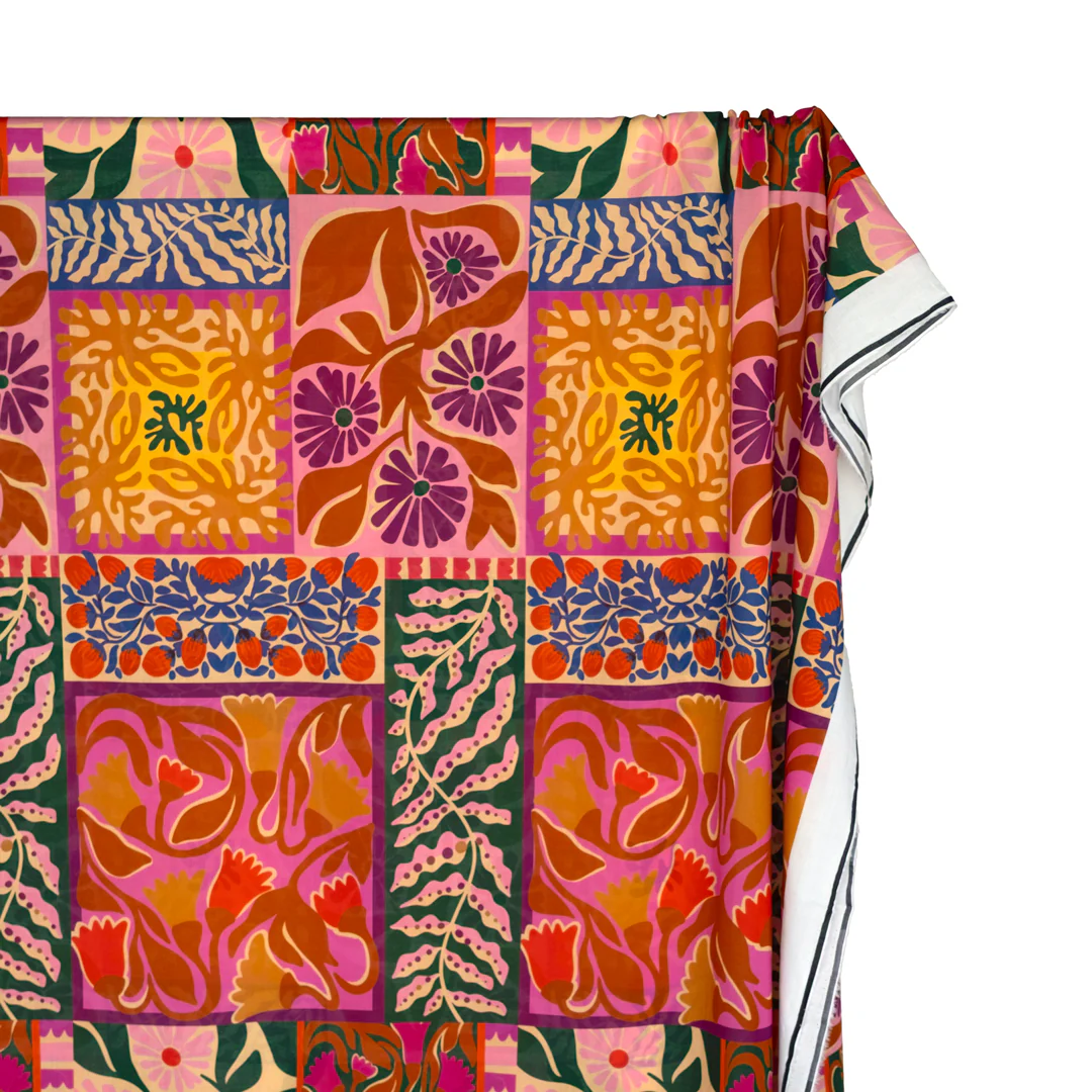 Flower Market Printed Cotton Voile - Bubblegum/Fig/Multi - Image 2