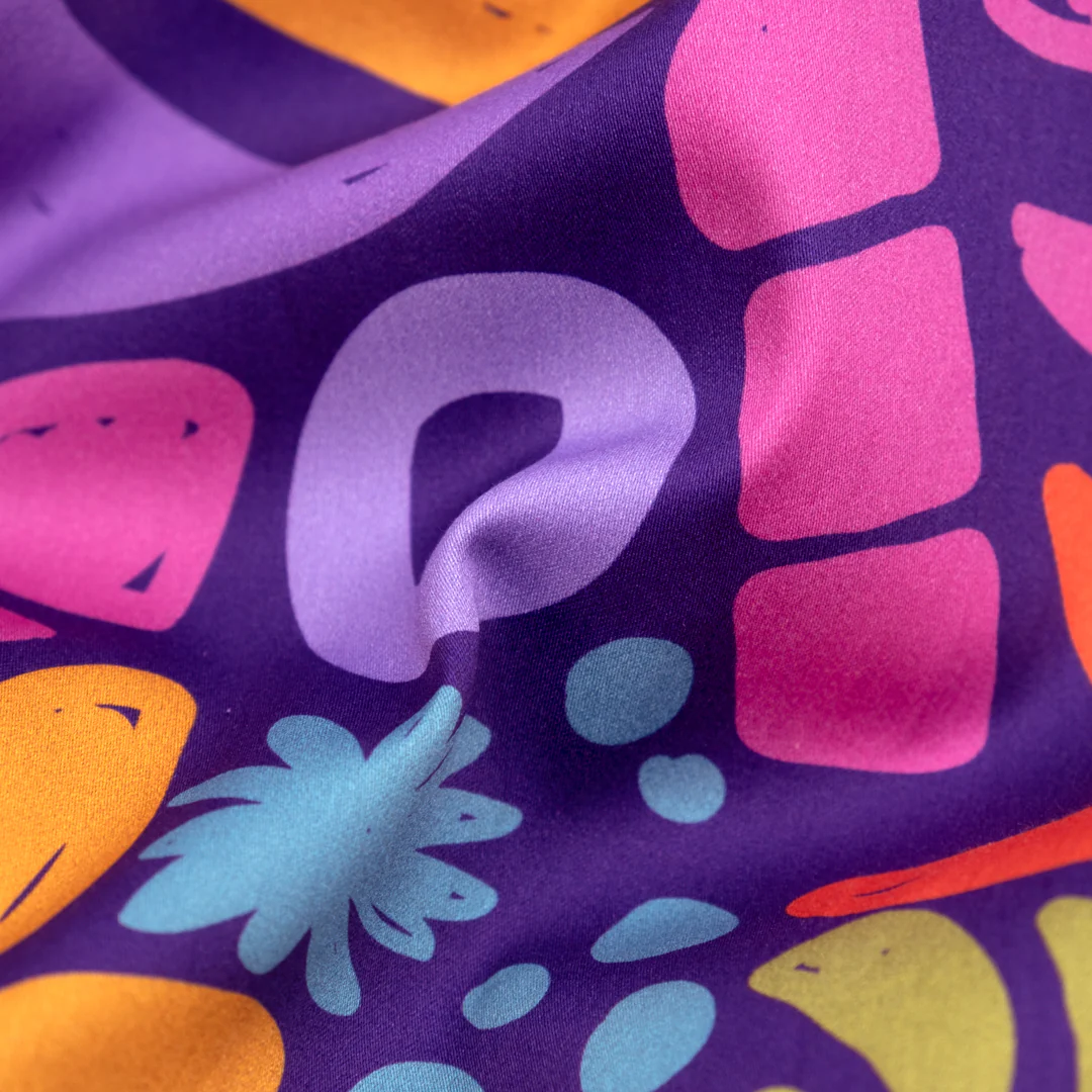 Forest Flight Organic Cotton Sateen - Deep Purple/Tangerine/Multi - Image 3