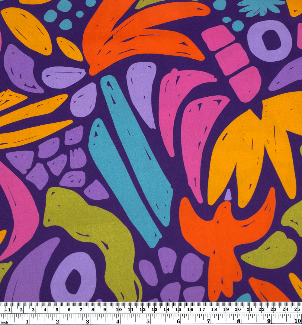 Forest Flight Organic Cotton Sateen - Deep Purple/Tangerine/Multi - Image 4