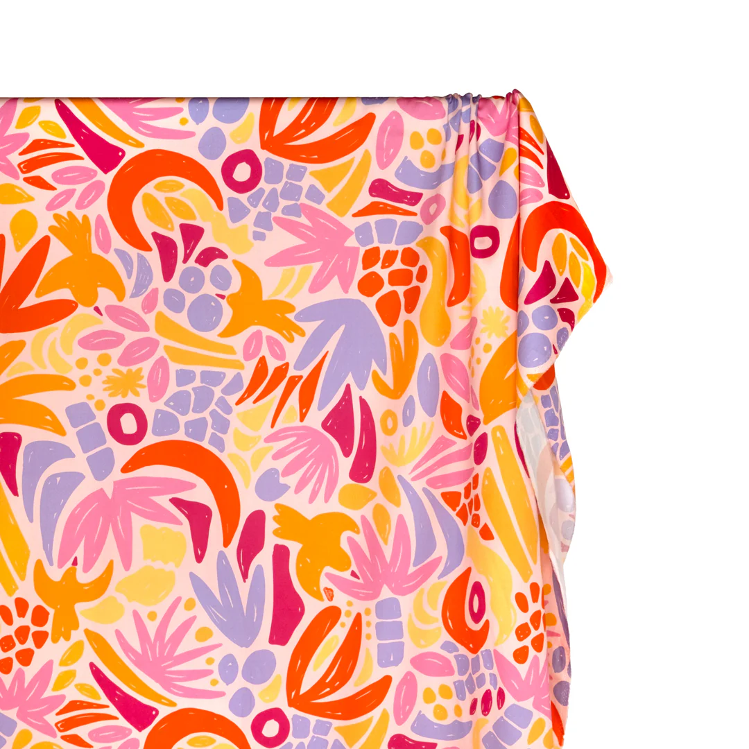 Forest Flight Organic Cotton Sateen - Petal/Firecracker/Lavender - Image 2