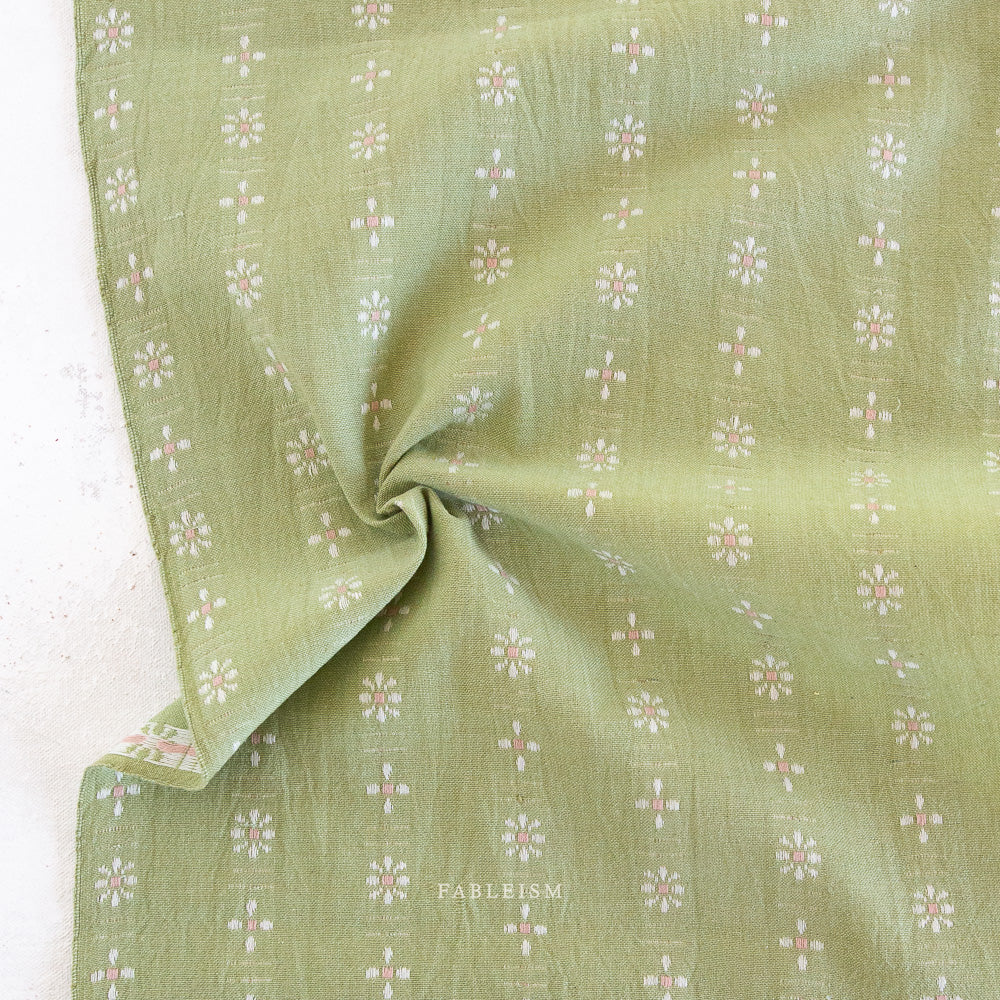 Forest Forage Daisies Cotton - Celadon