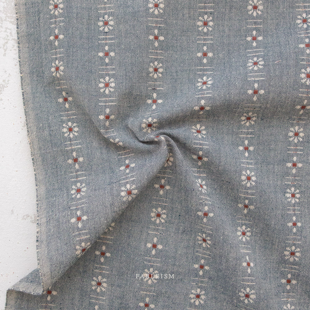 Forest Forage Daisies Cotton - Denim