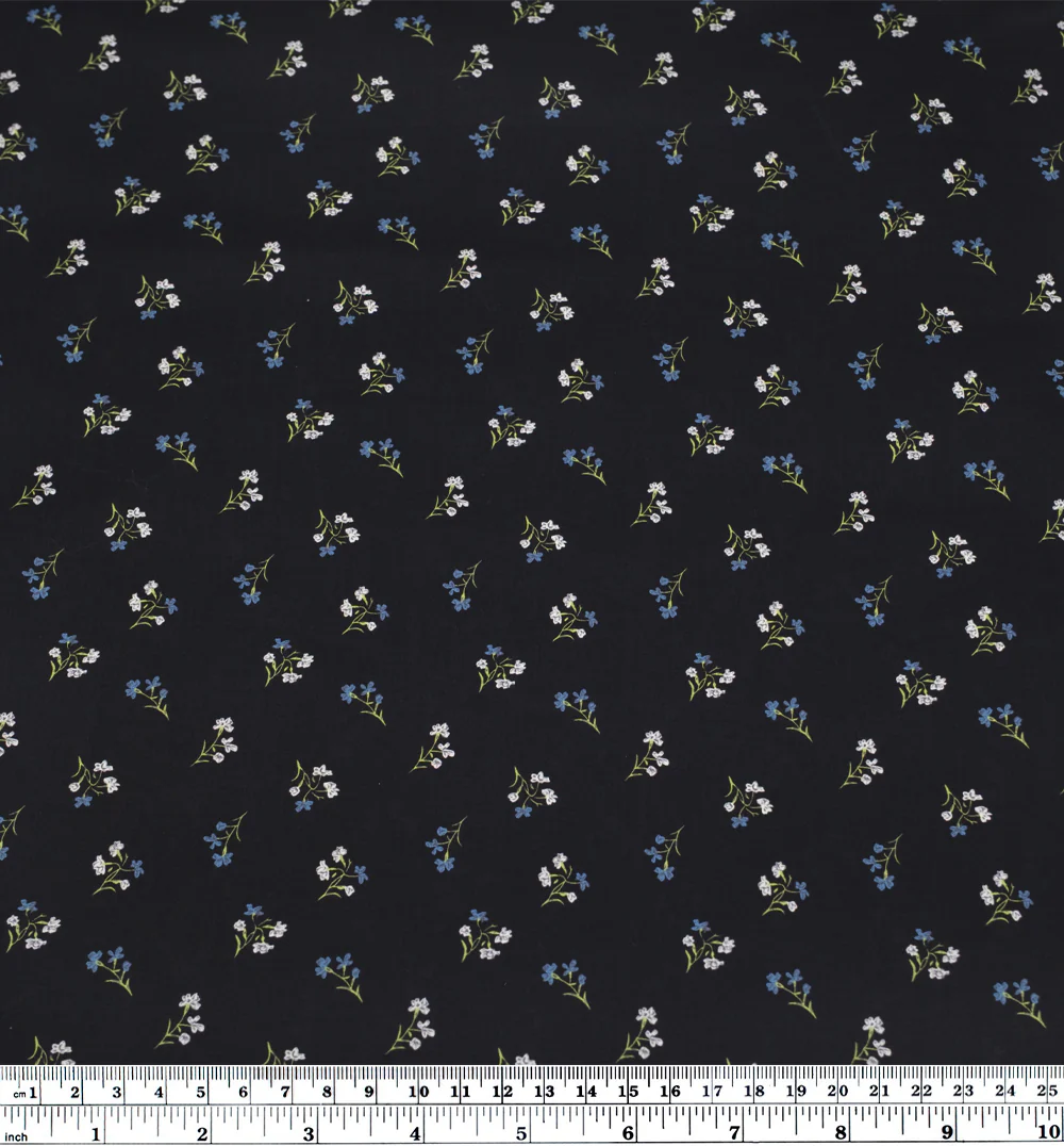 Forget Me Not Printed Cotton Lawn - Ink/Cornflower/White - Image 3
