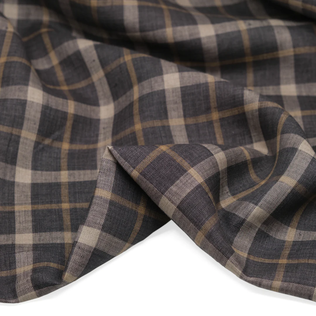Fossil Plaid Yarn Dyed Linen - Slate - Image 2