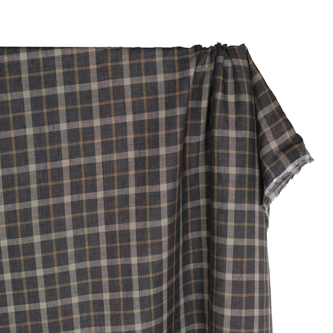 Fossil Plaid Yarn Dyed Linen - Slate - Image 3
