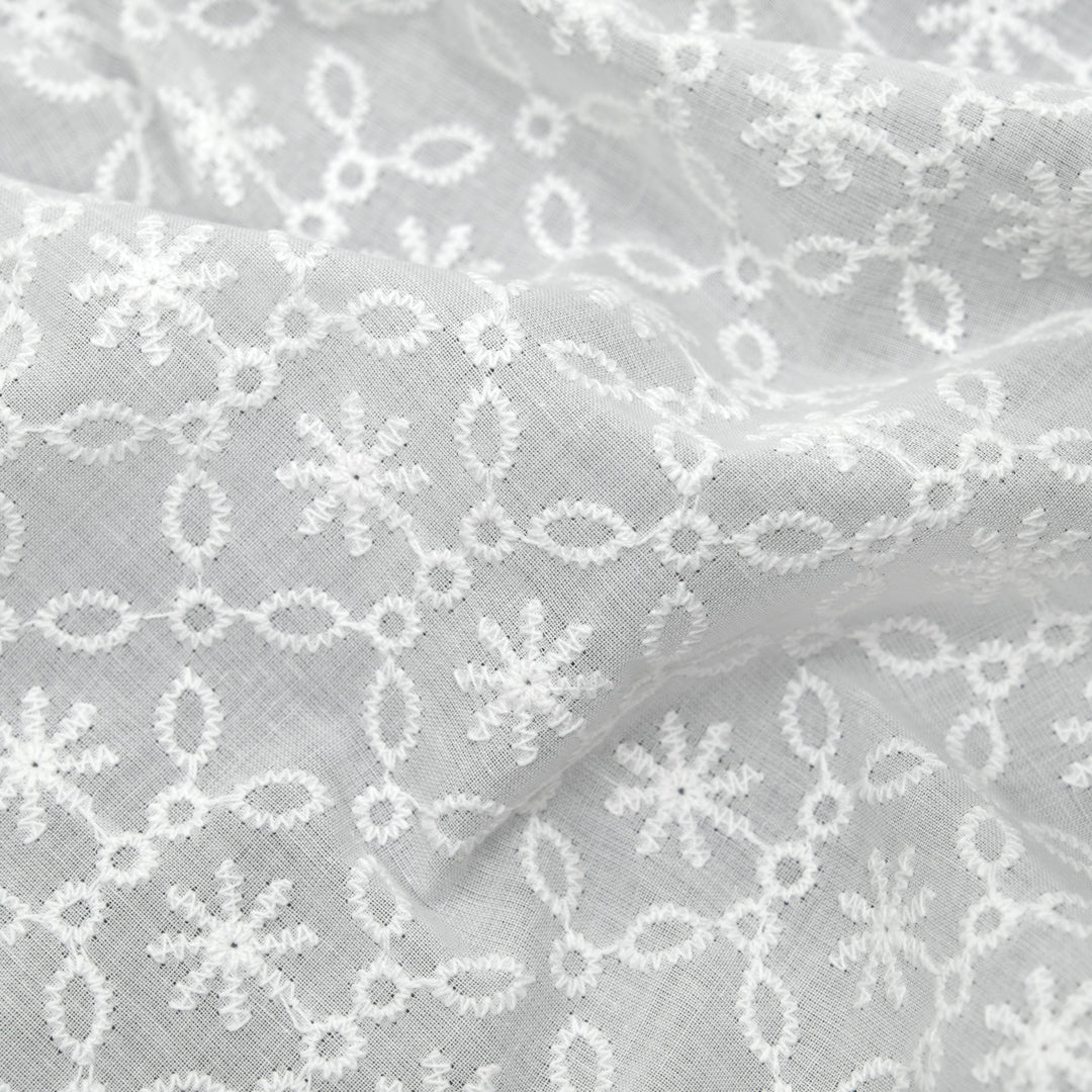 Frostbite Embroidered Cotton Voile - White
