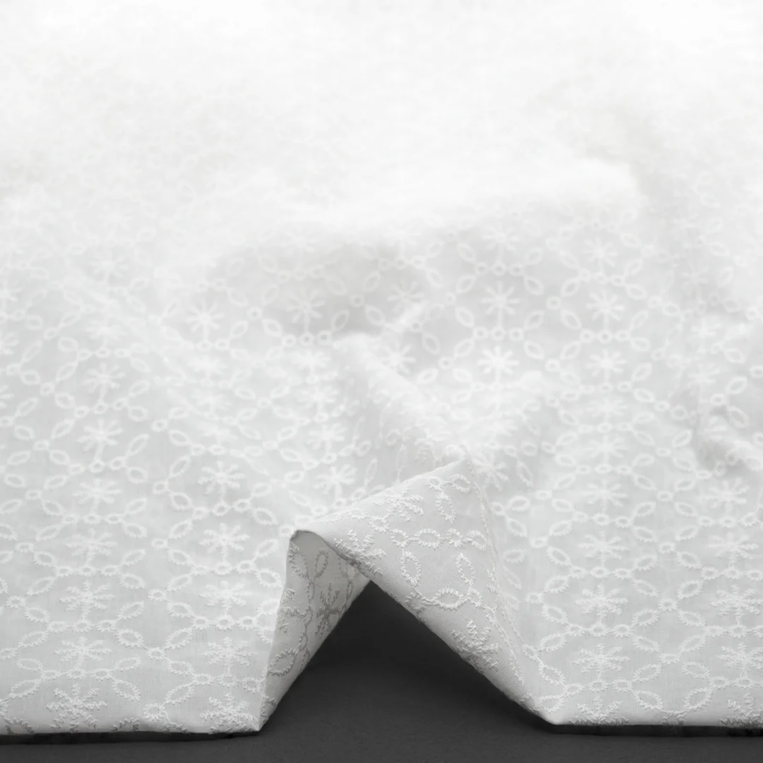Frostbite Embroidered Cotton Voile - White - Image 2