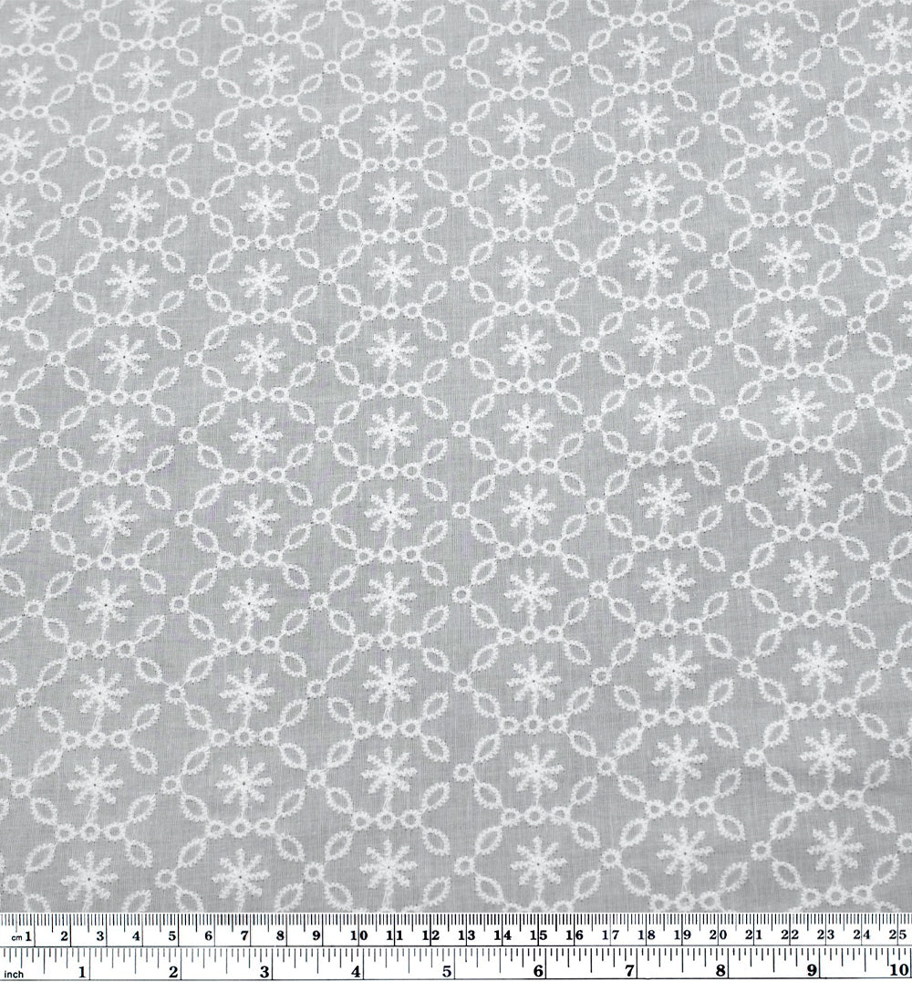 Frostbite Embroidered Cotton Voile - White - Image 3