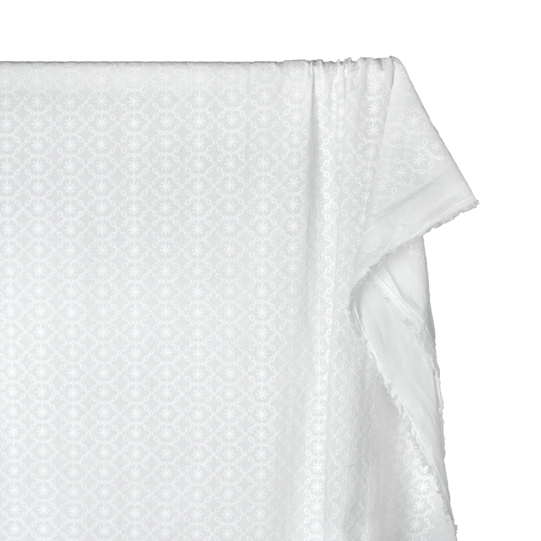 Frostbite Embroidered Cotton Voile - White - Image 4