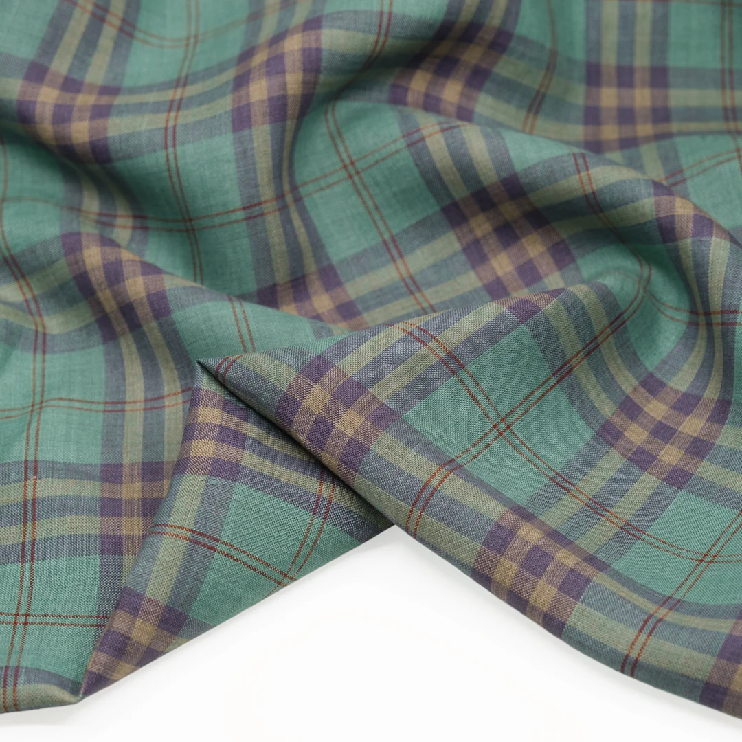 Gallery Plaid Yarn Dyed Linen - Turquoise - Image 2