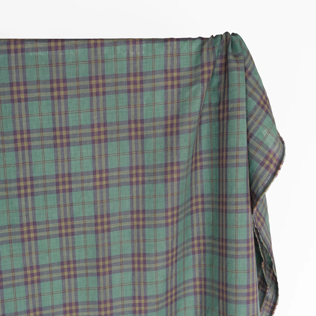Gallery Plaid Yarn Dyed Linen - Turquoise - Image 3
