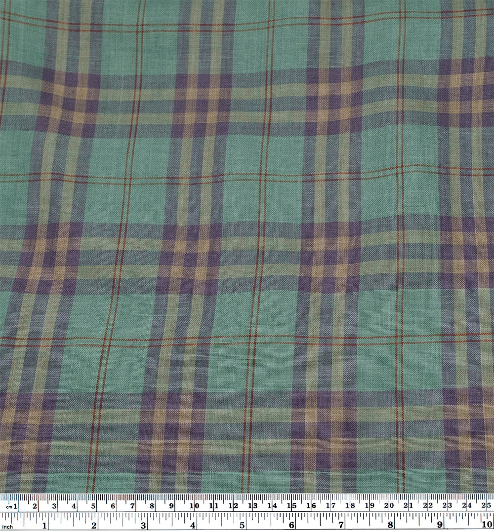 Gallery Plaid Yarn Dyed Linen - Turquoise - Image 4