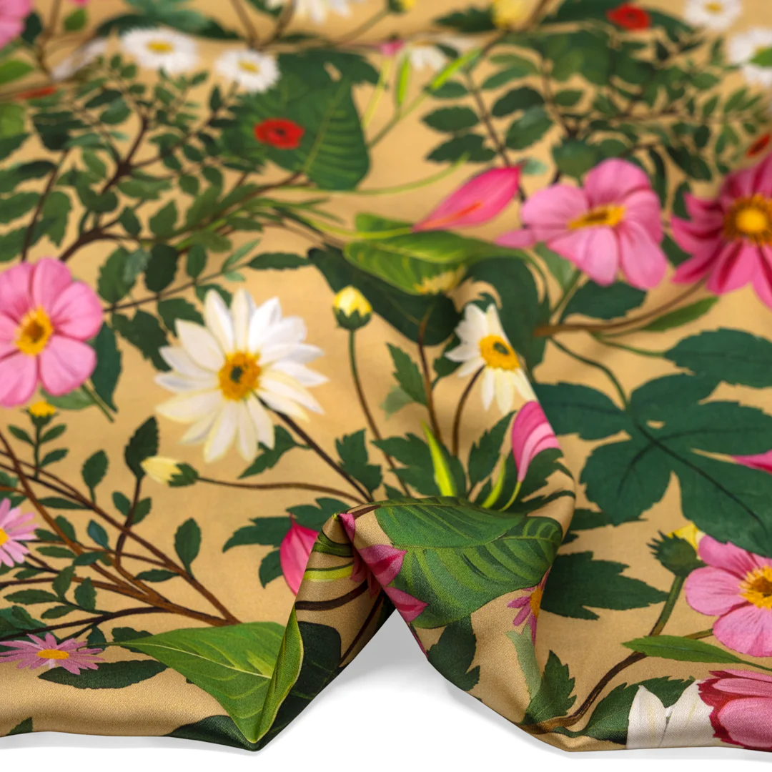 Garden Of Plenty Viscose Satin - Cumin/Multi - Image 3