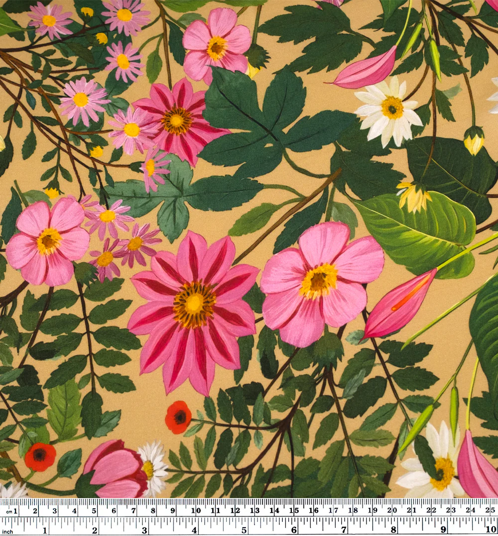 Garden Of Plenty Viscose Satin - Cumin/Multi - Image 4