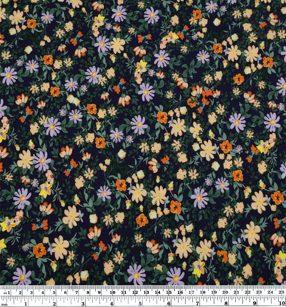Garden Walk Printed Viscose Challis - Midnight Blue/Bellflower - Image 4
