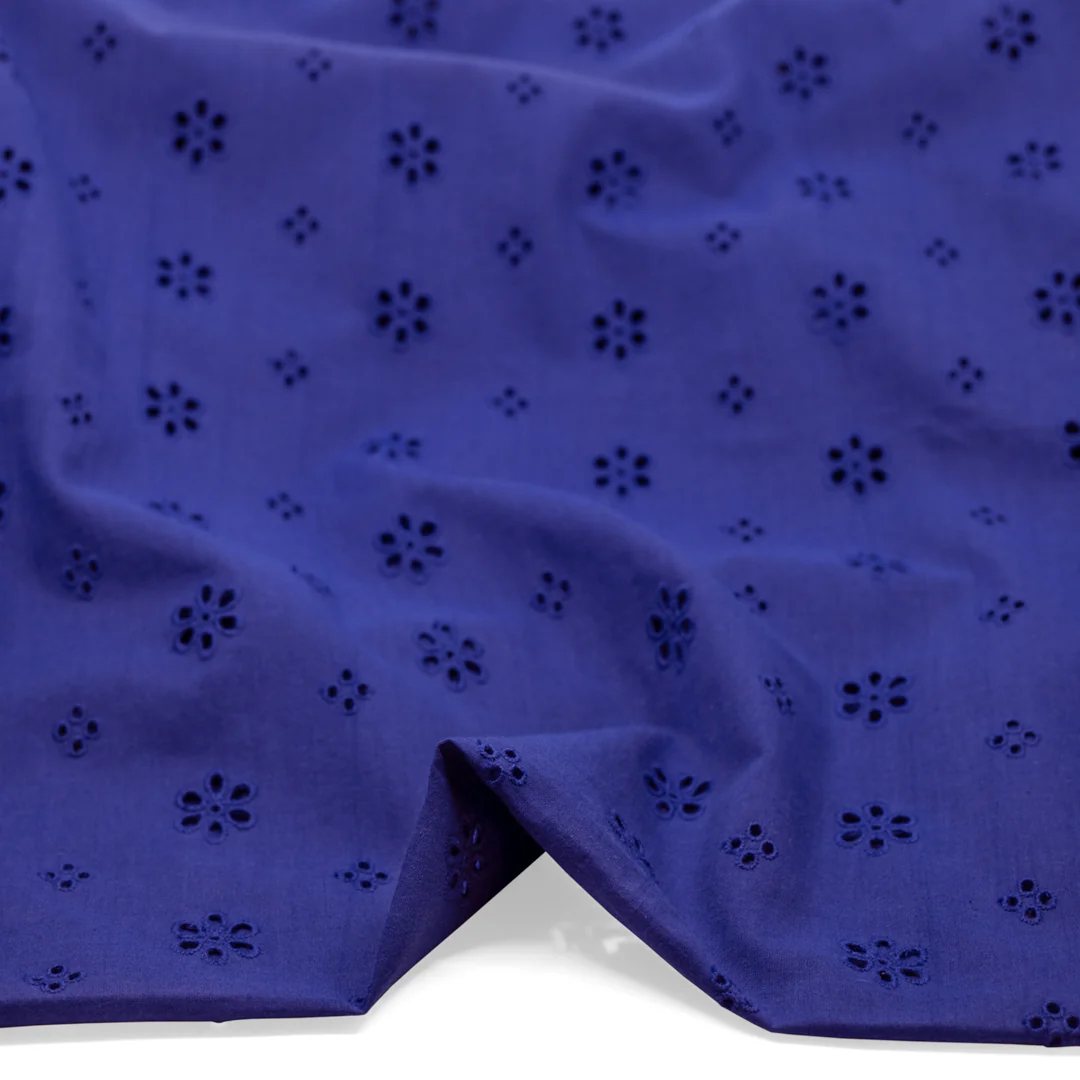 Garden Whispers Cotton Eyelet - Lapis - Image 2