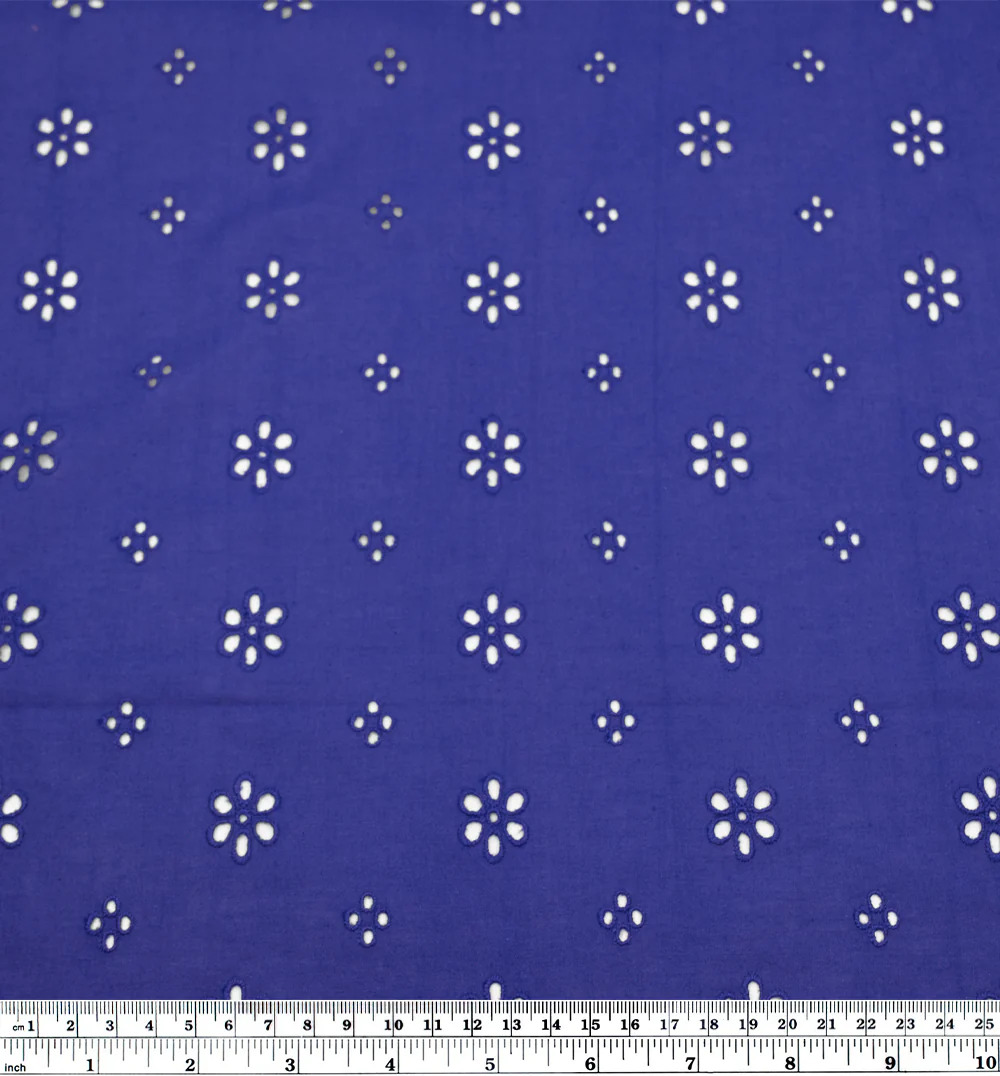 Garden Whispers Cotton Eyelet - Lapis - Image 3